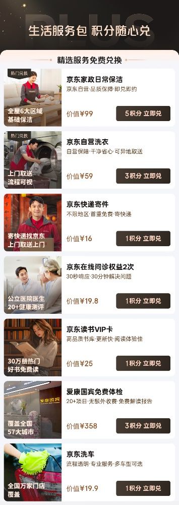 分可免费兑换家政、洗衣洗鞋等生活服务OG真人京东PLUS会员全面升级 积(图2)